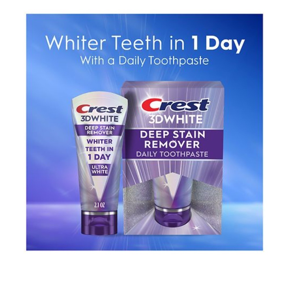 Crest 3D White Deep Stain Remover Toothpaste -‎ Blue and White set of 2